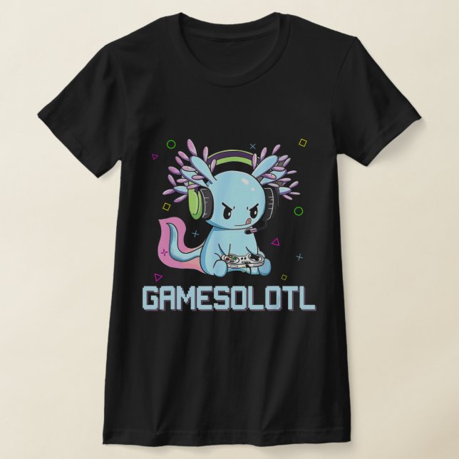 Camiseta Gamesolotl Cute Axolotl Video Gamer Kawaii Anime B (Distribución)