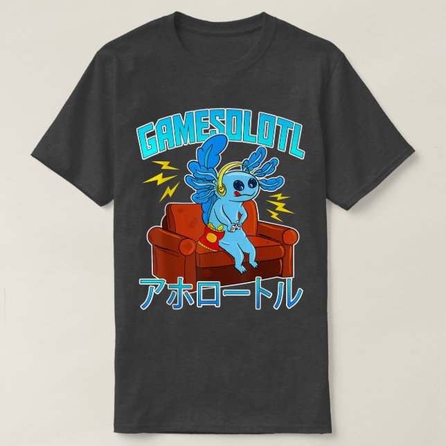 Camiseta Gamesolotl Gamer Fish Aolotl Playing Video Games K (Diseño del anverso)