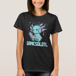 Camiseta Gamesolotl Jugador Ajolote Pez Jugando Videojuegos