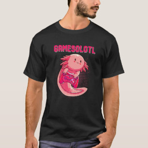 Camiseta Gamesolotl Jugador Ajolote Pez Jugando Videojuegos