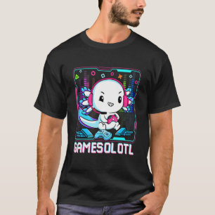 Camiseta Gamesolotl Jugador Ajolote Pez Jugando Videojuegos