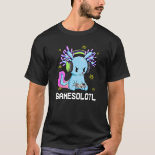 Camiseta Gamesolotl Jugador Ajolote Pez Jugando Videojuegos