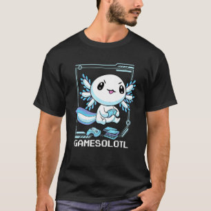 Camiseta Gamesolotl Jugador Ajolote Pez Jugando Videojuegos