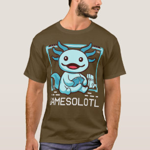 Camiseta Gamesolotl Niños Axolotl Hombres Azul Cute Axolotl