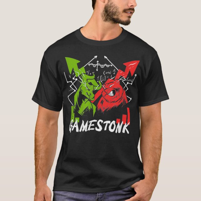Camiseta Gamestonk YOLO Wall Street Material de aprecio cor (Anverso)