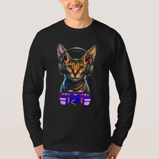Camiseta Gaming Abyssinian Cat Player Animal Video Gamer Me (Anverso)