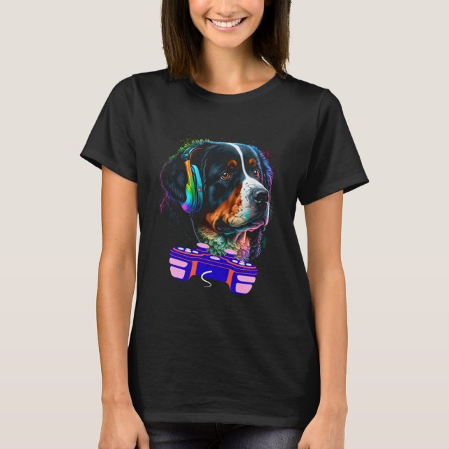 Camiseta Gaming Bernese Mountain Dog Player Video Gamer  Me (Anverso)