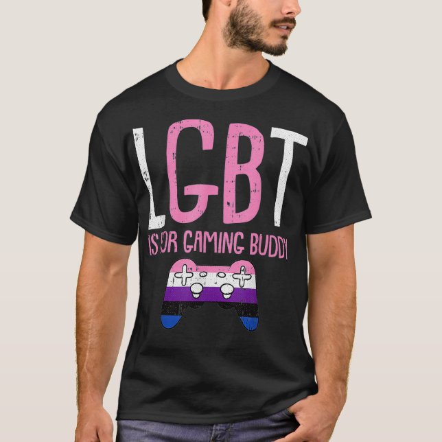 Camiseta Gaming Buddy LGBTQ Funny Genderfluid Pride Flag Al (Anverso)