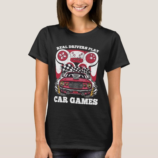 Camiseta Gaming Car Racing Gamer Video Game Controller Boys (Anverso)