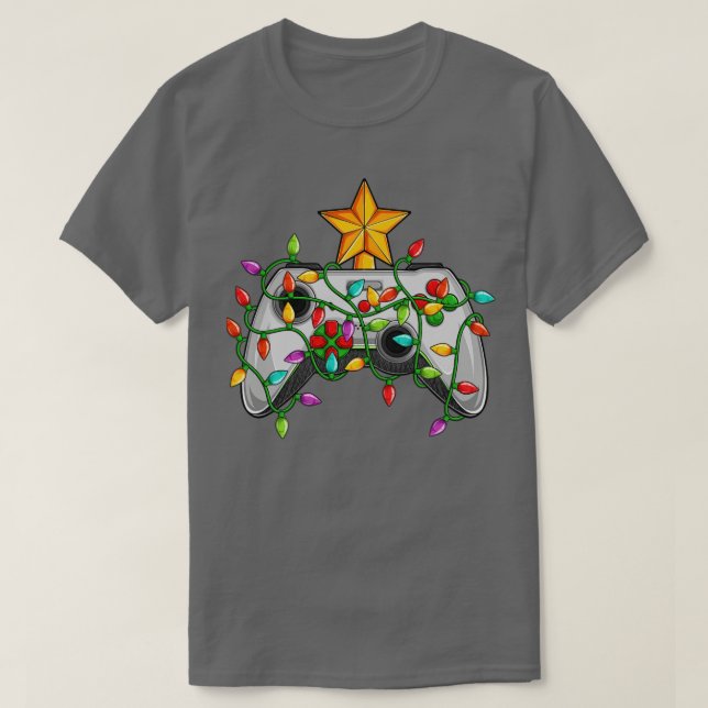 Camiseta Gaming Christmas Tree Light Video Game Controller (Diseño del anverso)