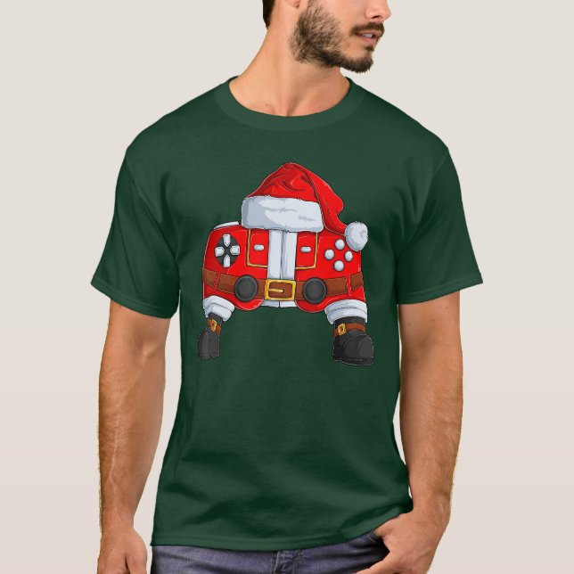 Camiseta Gaming Controller Christmas Santa Claus Men Boys G (Anverso)