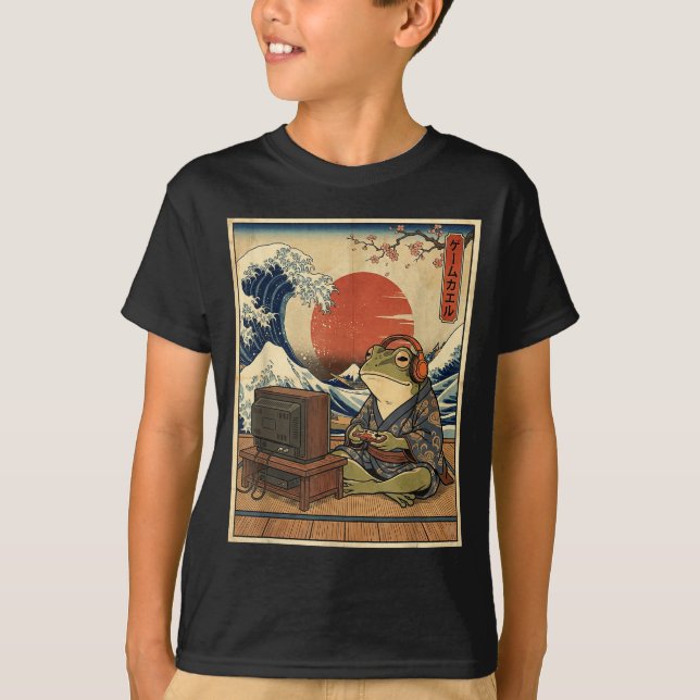 Camiseta Gaming Frog Art Ukiyo-e Japanese Gamer Anime Men W (Anverso)