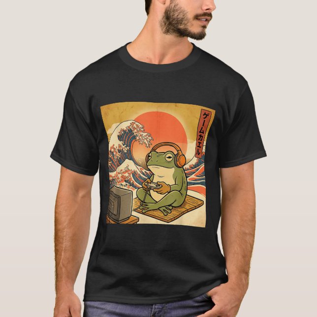 Camiseta Gaming Frog Art Ukiyo-e Japanese Gamer Anime Men W (Anverso)