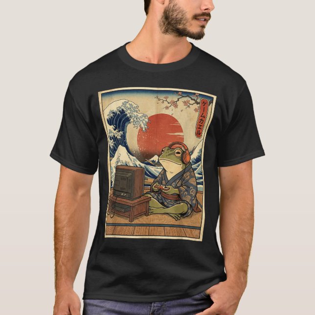Camiseta Gaming Frog Art Ukiyo-e Japanese Gamer Anime Men W (Anverso)