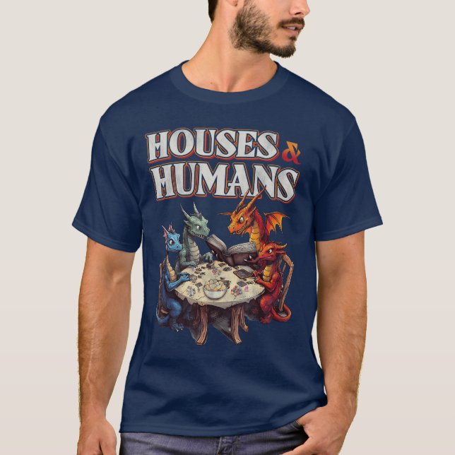 Camiseta Gaming Houses Humans Funny RPG Parody Gamer Men Bo (Anverso)