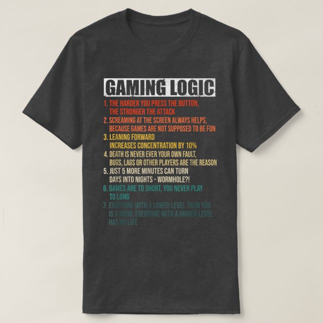 Camiseta Gaming Logic Funny Gamer Habitua Verdadera Histori (Diseño del anverso)