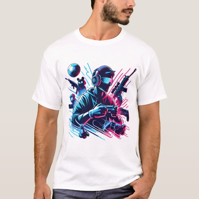 Camiseta Gaming Mode Activated - Neon Gamer Art (Anverso)