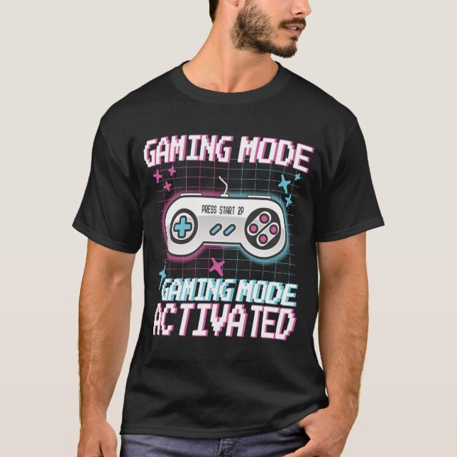 Camiseta Gaming Mode Activated – Retro Pixel Controller Des (Anverso)