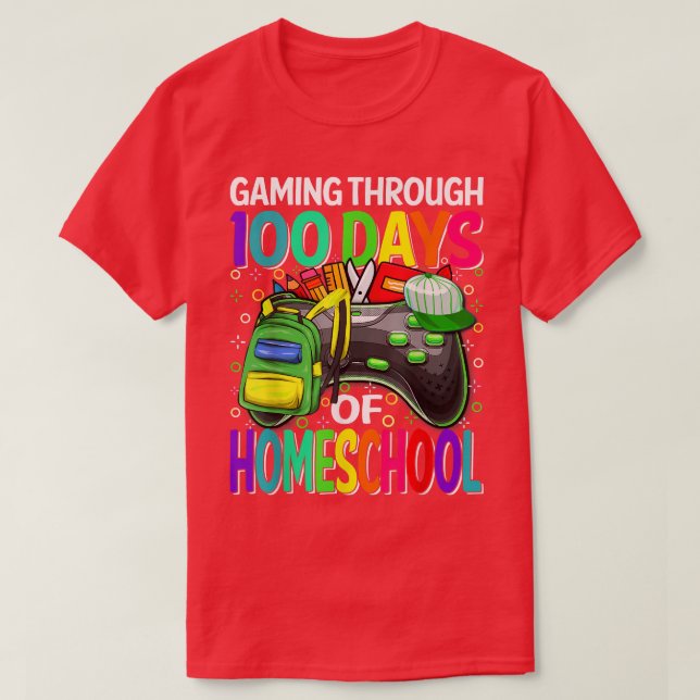 Camiseta Gaming Through 100 Days Of Homeschool Video Game B (Diseño del anverso)