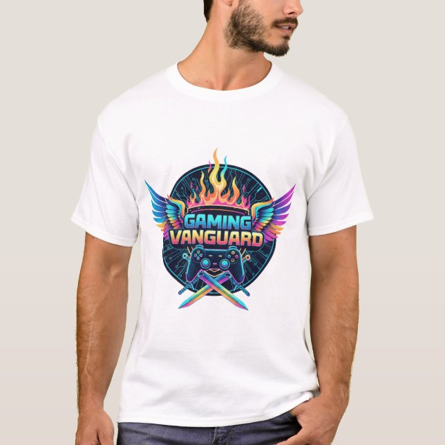 Camiseta Gaming Vanguard Neon Crest T-Shirt | Futuristic Ga (Anverso)