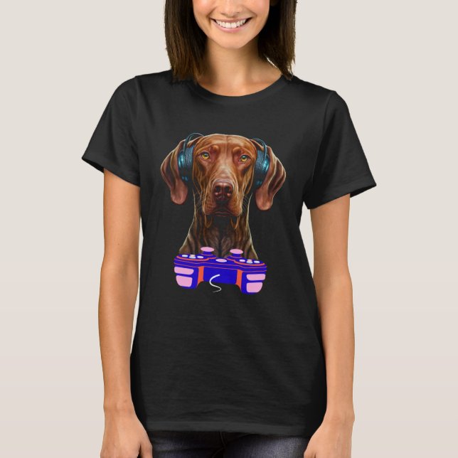 Camiseta Gaming Vizsla Dog Player Animal Video Gamer  Men K (Anverso)