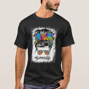 Camiseta Gammie Life Messy Bun Hair Bandana Gafas Autismo