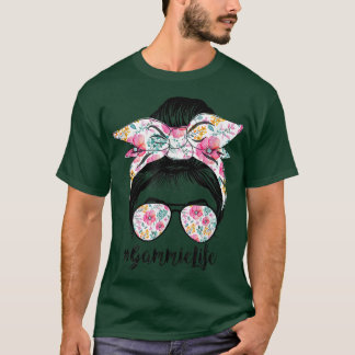 Camiseta Gammie Life Messy Hair Bun Floral Mujeres Madres D