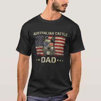 Camiseta Ganado australiano papá perro ama la bandera estad