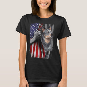 Camiseta Ganado australiano patriótico perro de la bandera