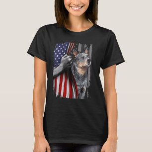Camiseta Ganado australiano patriótico perro de la bandera 