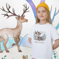 Ganado de Woodland lindo deer azul acuarela invier