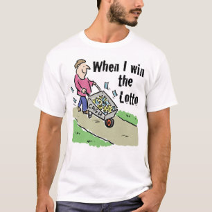 Camiseta Ganador de lotería. Hombre con carretilla de efect
