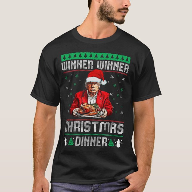 Camiseta Ganador Navidad cena Santa Trump fea sw (Anverso)