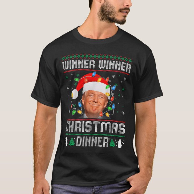 Camiseta Ganador Navidad cena Santa Trump fea sw (Anverso)
