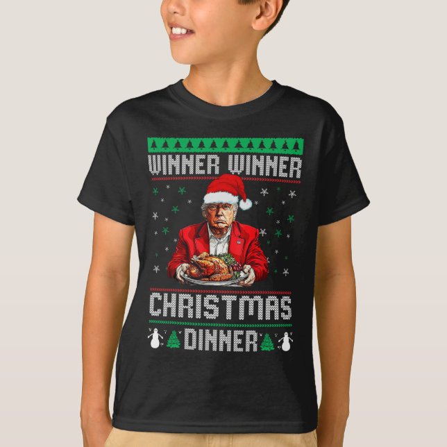 Camiseta Ganador Navidad cena Santa Trump fea sw (Anverso)