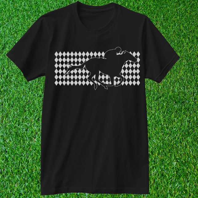 Camiseta ganadora de diamantes de caballo (Diamond silks pattern with racehorse. Customize with any shirt and ink colors you like. )