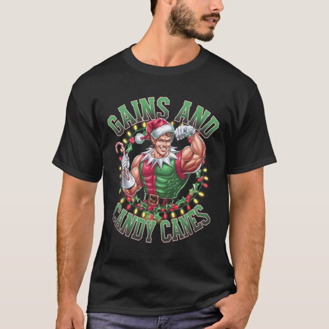 Camiseta Ganancias Y Candy Canes Funny Navidades Elf Gym Wo (Anverso)