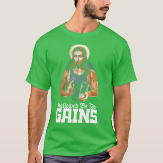Camiseta Ganas Benditas Divertido Jesús Músculo Levanta Pes