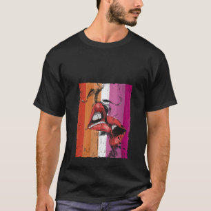 Camiseta Ganas lesbianas besando la bandera lesbiana Orgull