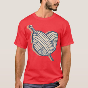 Camiseta Ganchillo Ganchillera Corazón Tejiendo Retro 