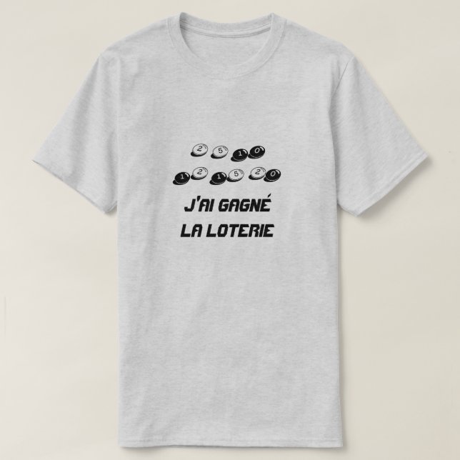 Camiseta Gané la lotería en francés (Diseño del anverso)