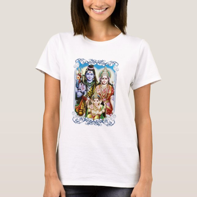 Camiseta Ganesh, Shiva y Parvati, señor Ganesha, Durga (Anverso)