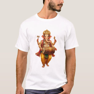 Camiseta Ganesha bailando mientras toca el madal