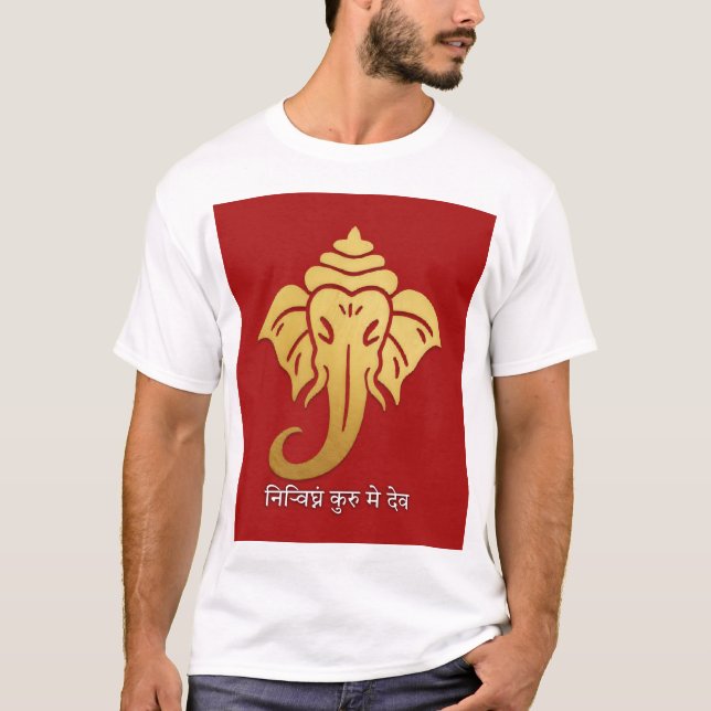 Camiseta Ganesha dorado - शु भा भ diseño (Anverso)