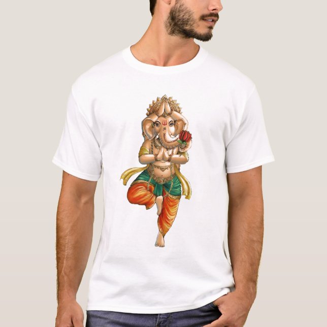 Camiseta Ganesha en una actitud de la yoga de Vrksasana (Anverso)