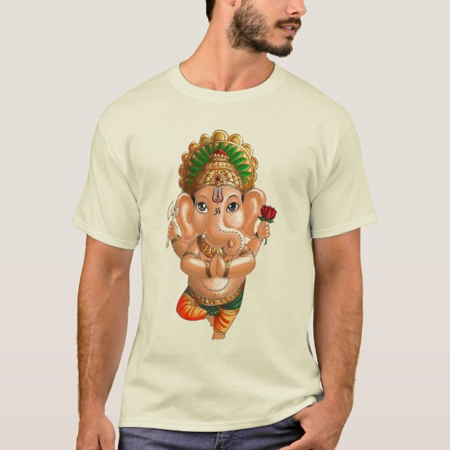 Camiseta Ganesha en una actitud de la yoga (Vrkshasana) (Anverso)