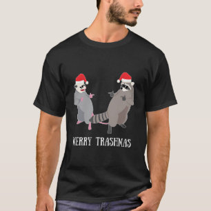 Camiseta Gang Opossum Raccoon Santa Claus Merry Tra