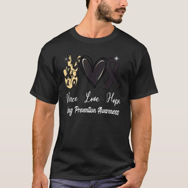 Camiseta Gang Prevention Awareness Peace Love Hope Black Ri (Anverso)