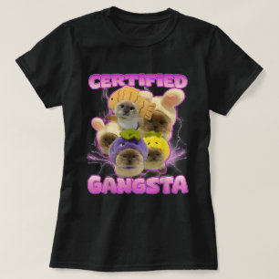 Camiseta Gangsta certificado Kawaii Cat Meme Chicas Gatos