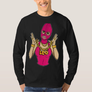 Camiseta Gangsta Chica Leo Masked Gangster Mujer Con Oro C